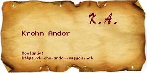 Krohn Andor névjegykártya